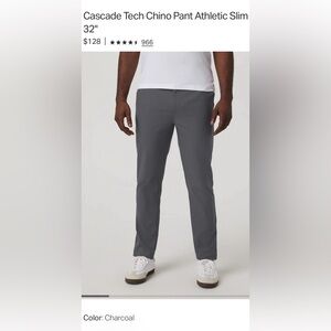 Men’s Vuori Cascade Chino Pants-Charcoal- 36x32 inseam -NWT